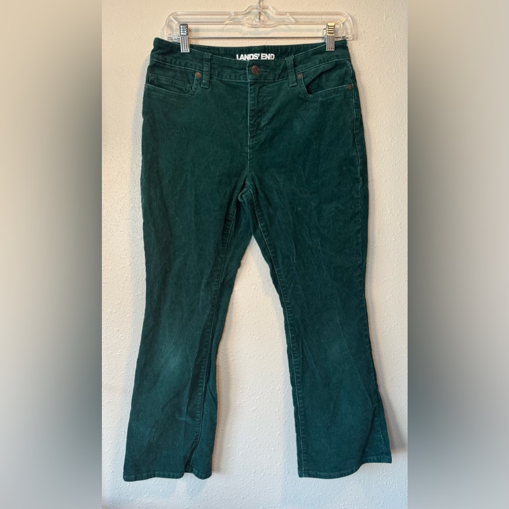 Lands' End Green Mid Rise Bootcut Corduroy Jeans Pants